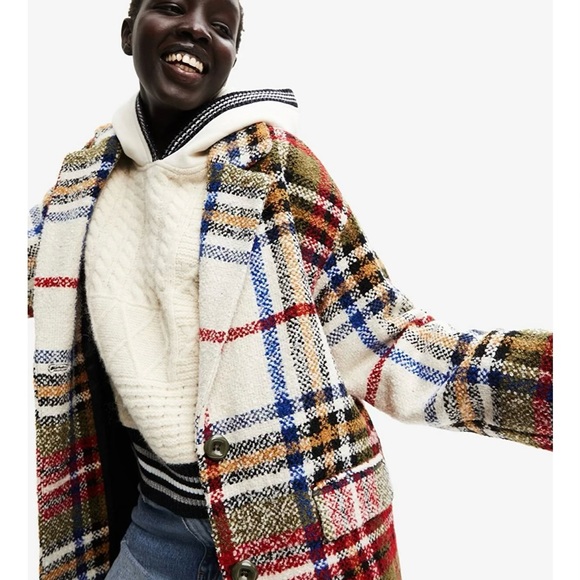 NWT, DESIGUAL, long tartan coat XS - Picture 2 of 11